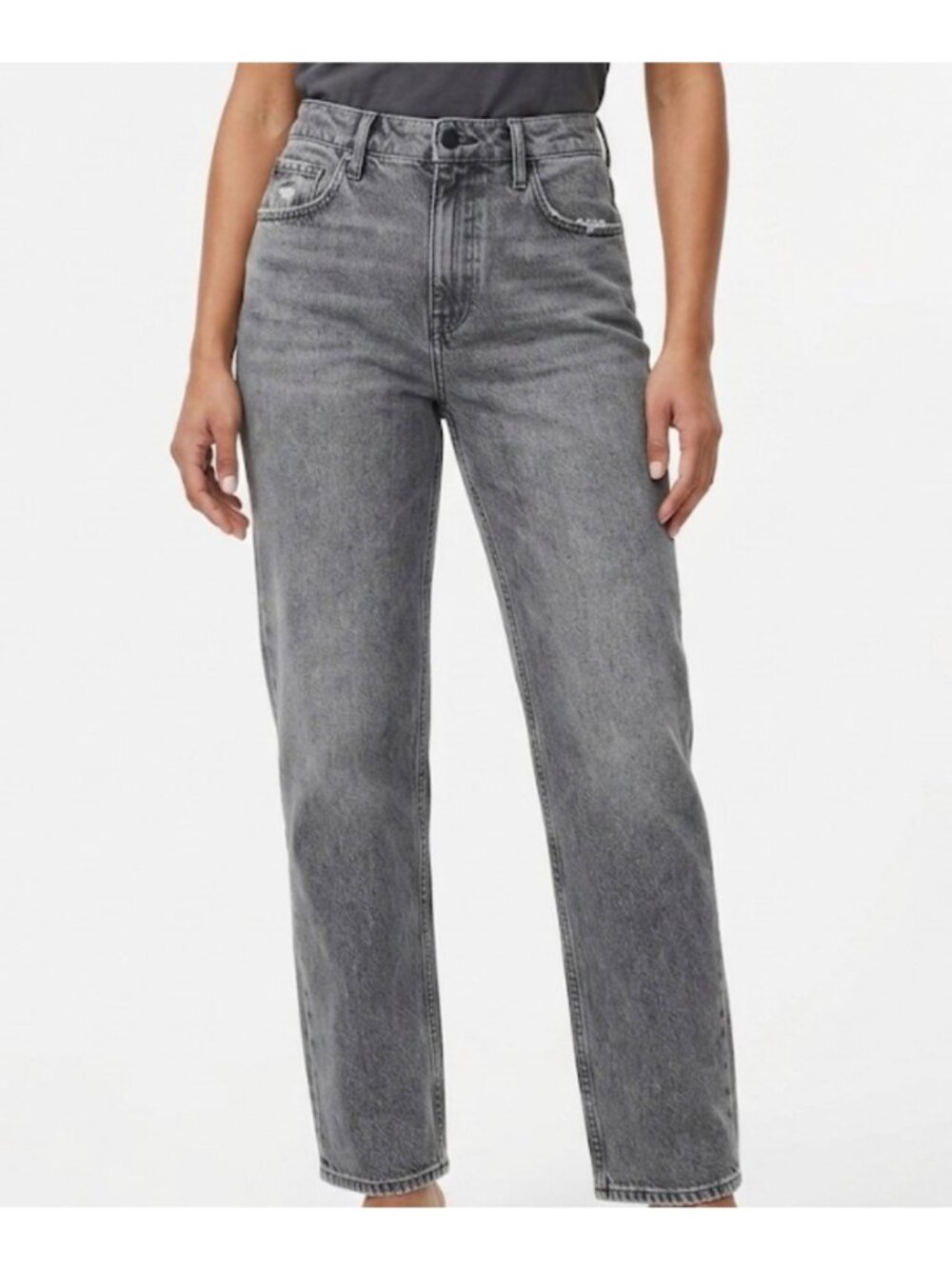 Good American Womens High-Rise Straight-Leg Gray Denim Jeans Size 8/29